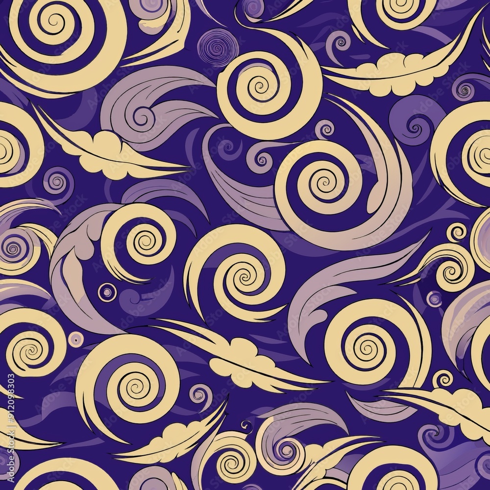 seamless pattern of swirling coffee or tea motifs seamless pattern of swirling coffee or tea motifs