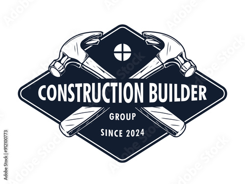 Construction builder logo badge design