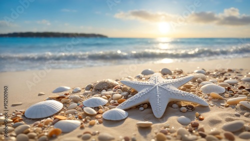 Serene White Sand Beach with Message 'Learn to Fight Alone' Etched in the Sand at Golden Hour