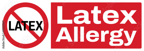 ISO prohibition safety signs_latex allergy text variation landscape size 1/2 a4/a3/a2/a1