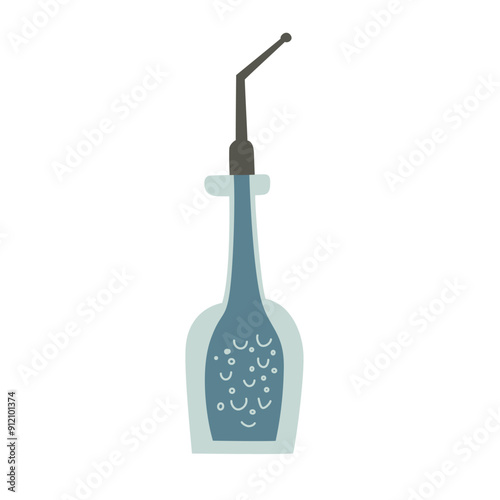 Vector illustration of a portable dental irrigator in flat cartoon style. Perfect for teeth cleaning and oral hygiene, a water jet tool for effective dental care and fresh mouth, dental health