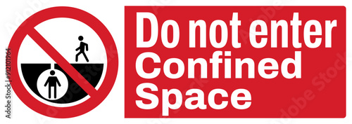 ISO prohibition safety signs_do not enter confined space text variation landscape size 1/2 a4/a3/a2/a1