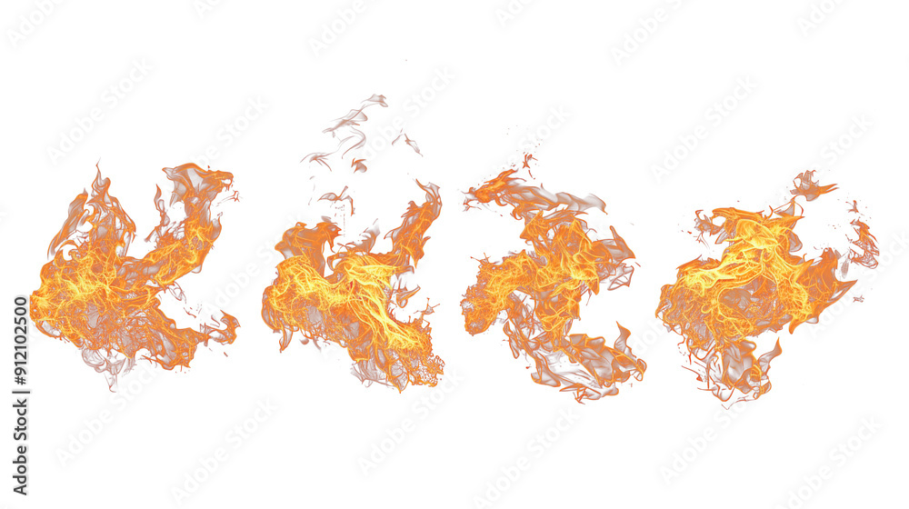 Realistic Fire Flames Isolated On Transparent Background Vector