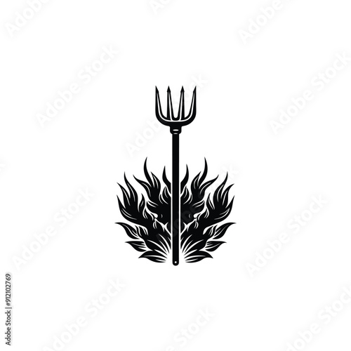 Creative Pitchfork Silhouette Vector Art

