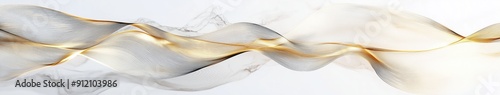 Elegant abstract line illustration of calming peaceful waves blending golden line hues on white background. Generative AI