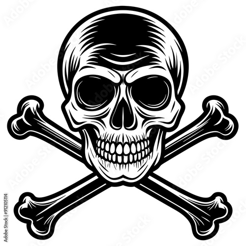 Crossing bones skull  art vector illustration