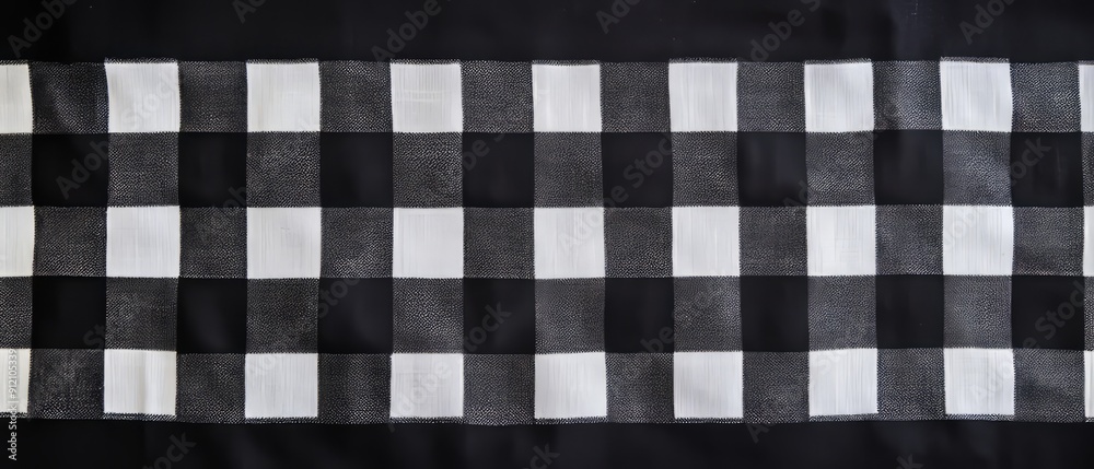 Fototapeta premium overlay of gingham texture, on black background, Generative AI