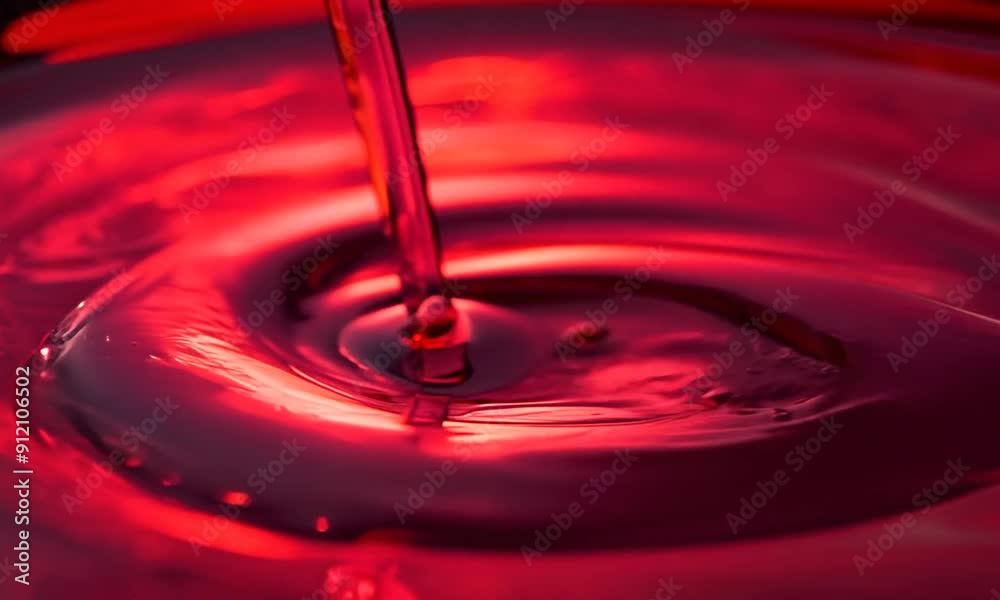 Liquid Droplet Splashing in Red Liquid