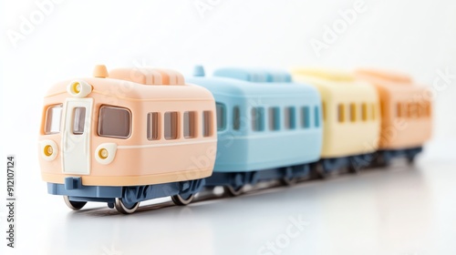 Colorful toy train on a white background, perfect for children's themes, educational projects, and playful illustrations.