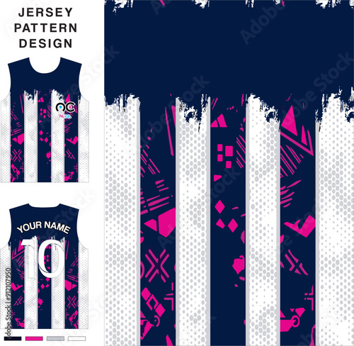 Abstract stripes concept vector jersey pattern template for printing or sublimation sports uniforms football volleyball basketball e-sports cycling and fishing Free Vector.