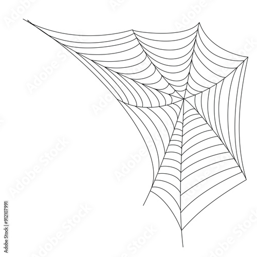 Polygonal spider web silhouette. Detailed spider web print for t-shirt, banner, logo design. Spider web picture isolated on white background. Vector illustration