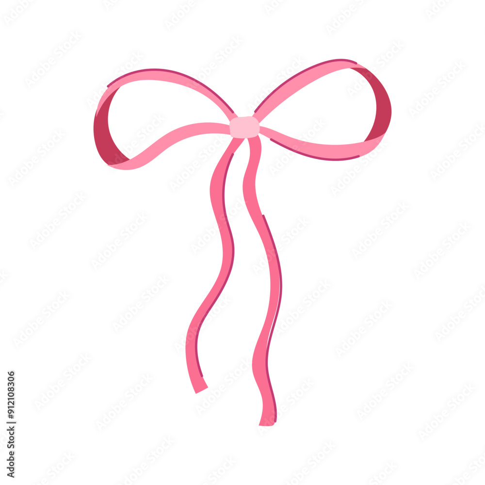 ribbon coquette cartoon. pink coquette, cute cherry, watercolor print ribbon coquette sign. isolated symbol vector illustration ribbon coquette cartoon. pink coquette, cute cherry, watercolor print ribbon coquette sign. isolated symbol vector illustration