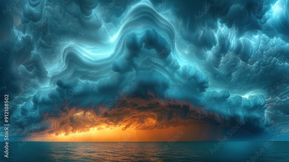Fototapeta premium Dramatic Storm Clouds Over Ocean at Sunset