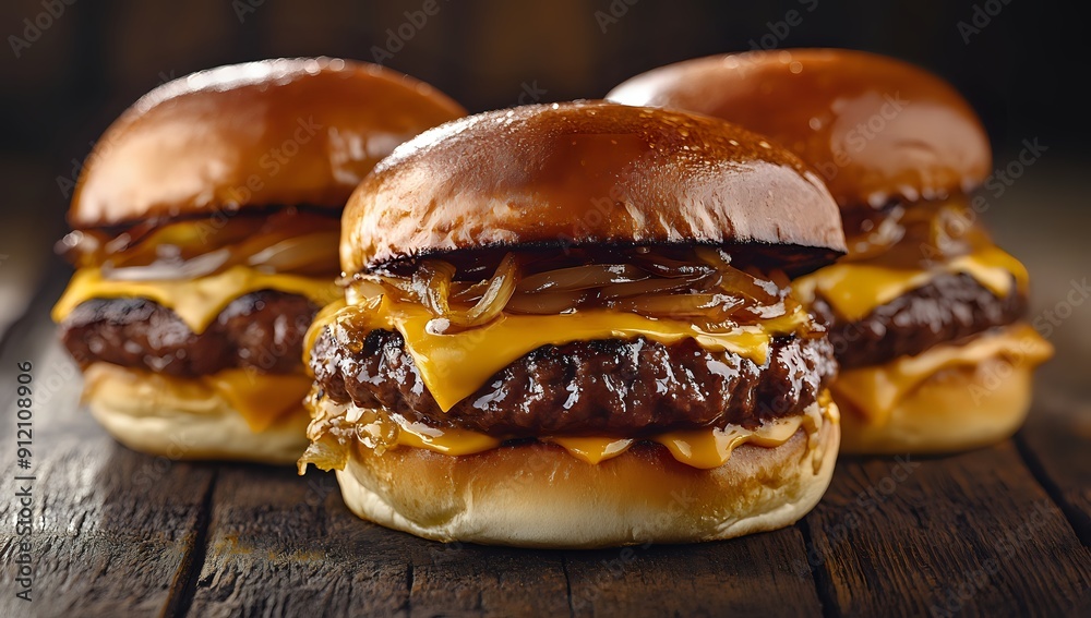 Caramelized Onion Cheeseburger with Juicy Beef Patty on a Toasted Bun, a Delicious and Satisfying Meal Caramelized Onion Cheeseburger with Juicy Beef Patty on a Toasted Bun, a Delicious and Satisfying Meal