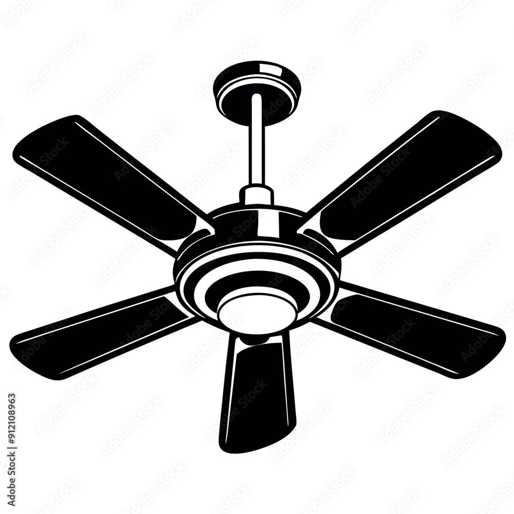 isolated vector graphics of ceiling fans silhouette against a white backdrop
