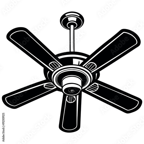 isolated vector graphics of ceiling fans silhouette against a white backdrop