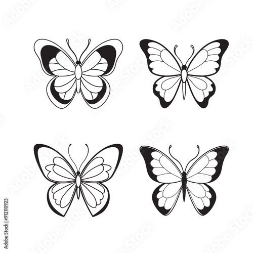 set of butterflies vector illustration isolated on white background