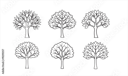 Wallpaper Mural set of trees silhouettes Torontodigital.ca