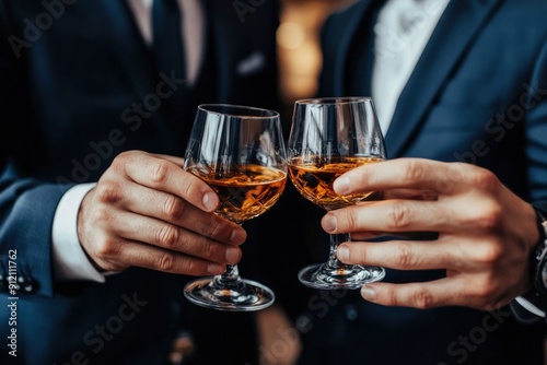 businessmen holding a glass of whiskey with generative ai