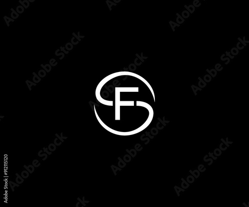 SF letter circle minimal logo design