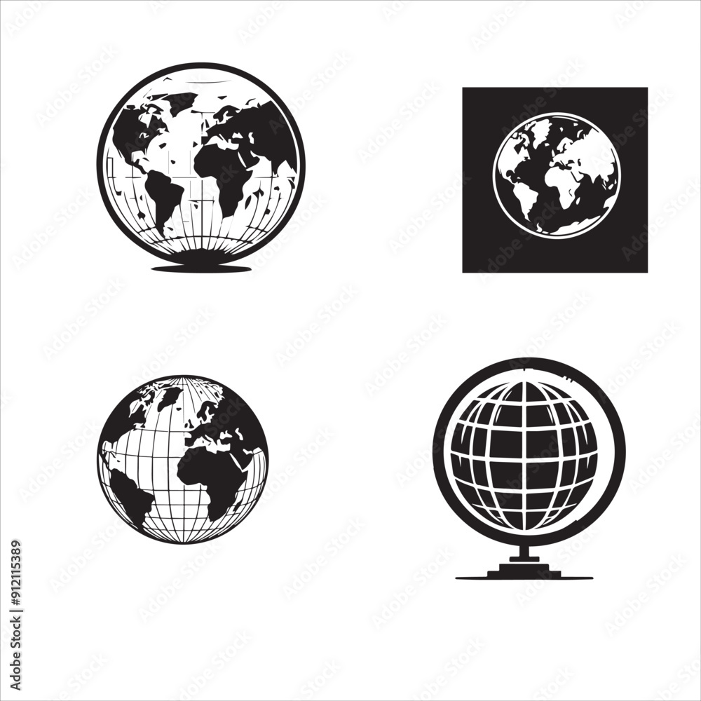 Obraz premium silhouette of clean vector Globe set isolated on white background