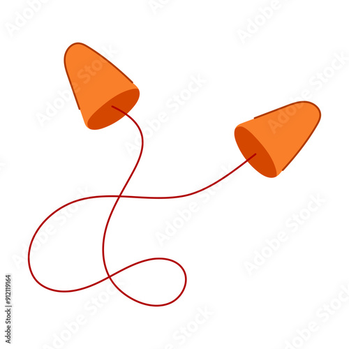 hear earplug cartoon. hearing orange, sleep protector, drawing quiet hear earplug sign. isolated symbol vector illustration