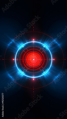 Digital technology red blue lens abstract graphic poster background