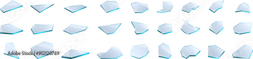 Free Download Broken glass fragments icons set. Set of realistic shards of transparent broken glass showing the sharp edges over a white background - GFXLoad
