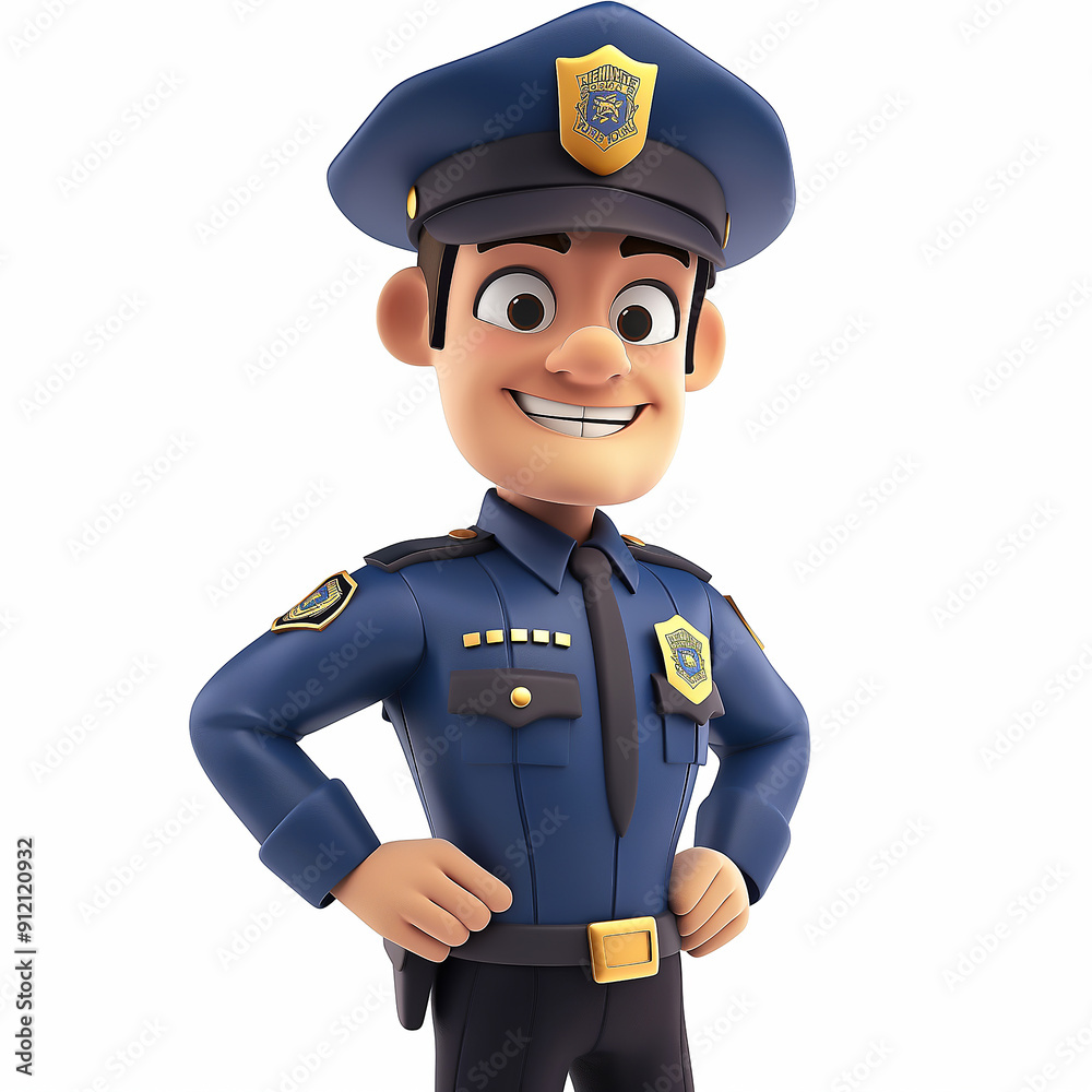 a policeman with a friendly smile, in a clean and bright setting, white background a policeman with a friendly smile, in a clean and bright setting, white background