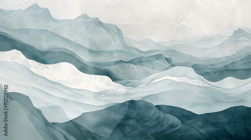 Wallpaper Mural Abstract Mountain Landscape in Watercolor Torontodigital.ca