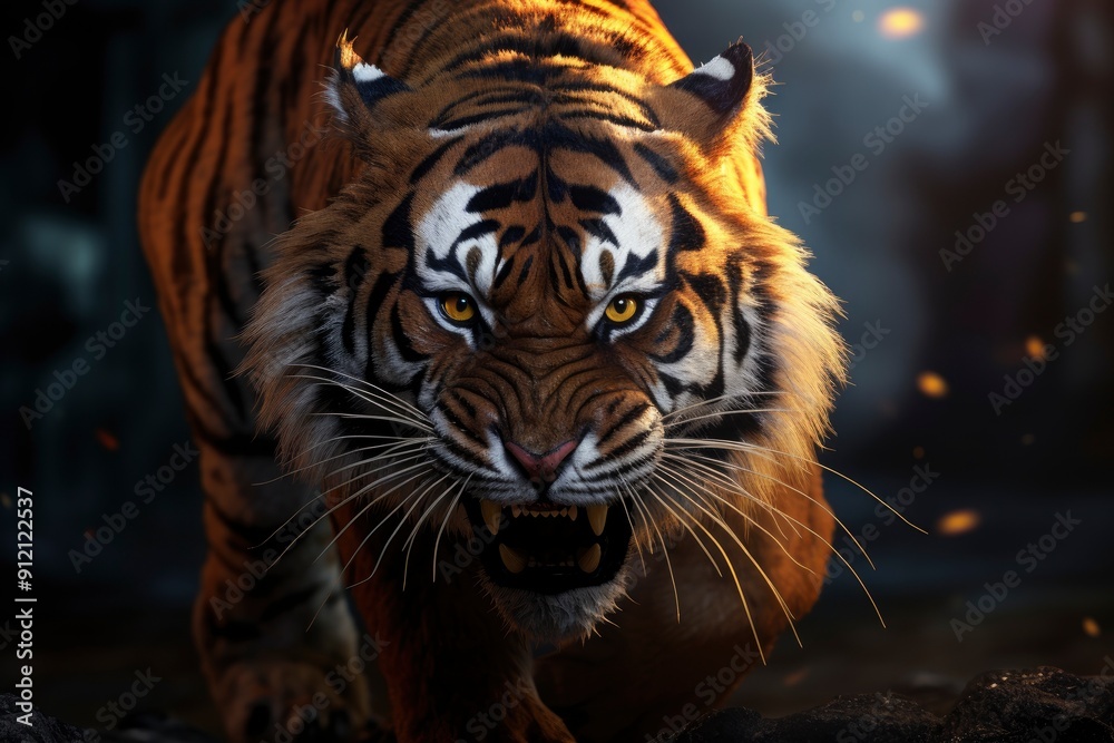 Fototapeta premium dashing tiger background. Cinematic lighting, with generative ai