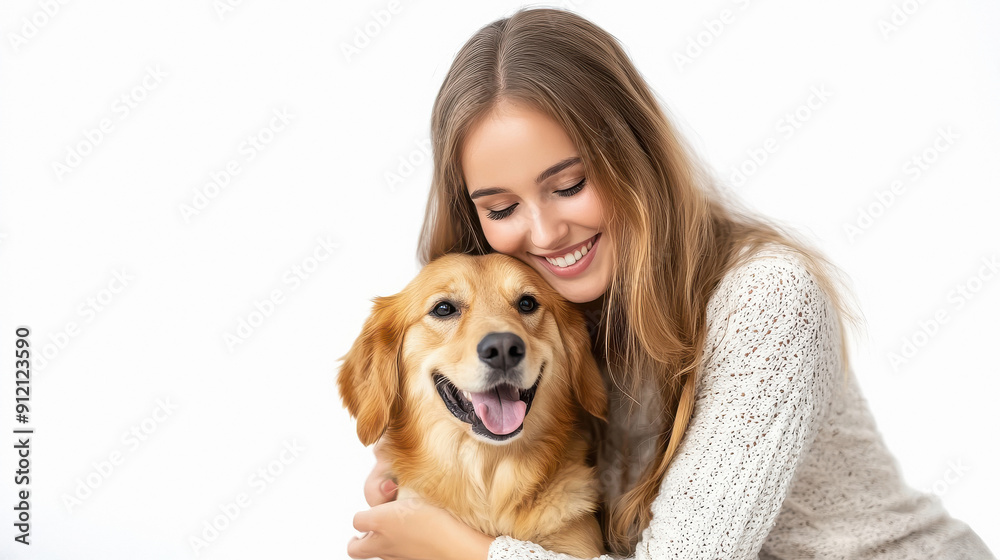 A woman is hugging a dog A woman is hugging a dog