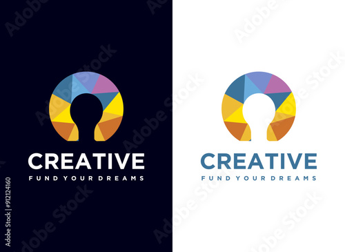 creative lamp light bulb icon logo design colorful