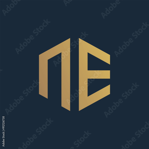 Letter NE simple logo design vector