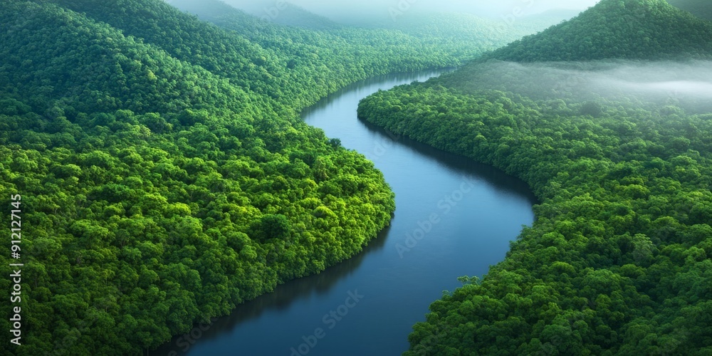 A bird's-eye view of the Amazon rainforest, with rivers winding through it and lush greenery all around. A bird's-eye view of the Amazon rainforest, with rivers winding through it and lush greenery all around.