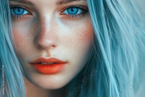 Woman with blue hair
