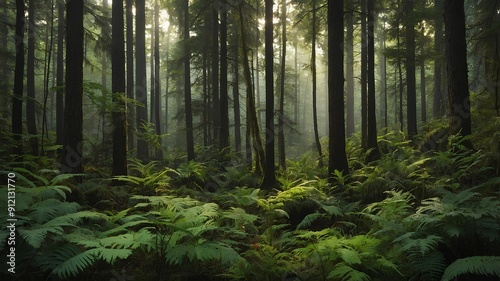 Botanical Studies of Forests. Creating an illustration of botanical studies of forests, showcasing various forest plants, their ecosystems, and the intricate relationships between them. 