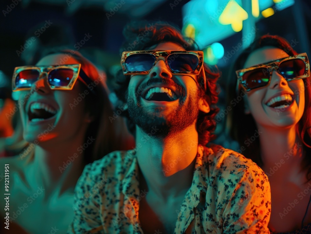 People with 3D Glasses at Party People with 3D Glasses at Party
