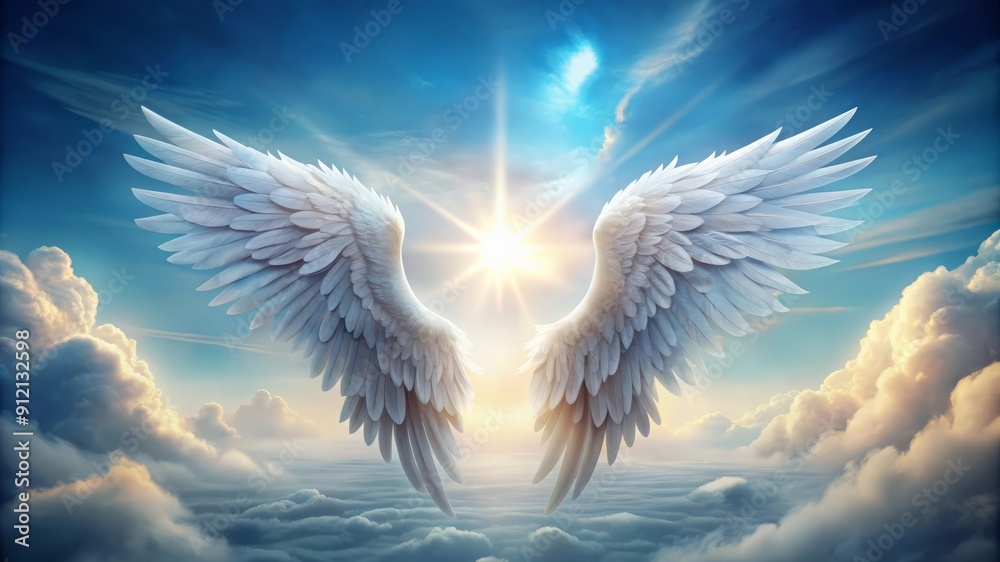 Angelic Wings in Heavenly Clouds. Angelic Wings in Heavenly Clouds.