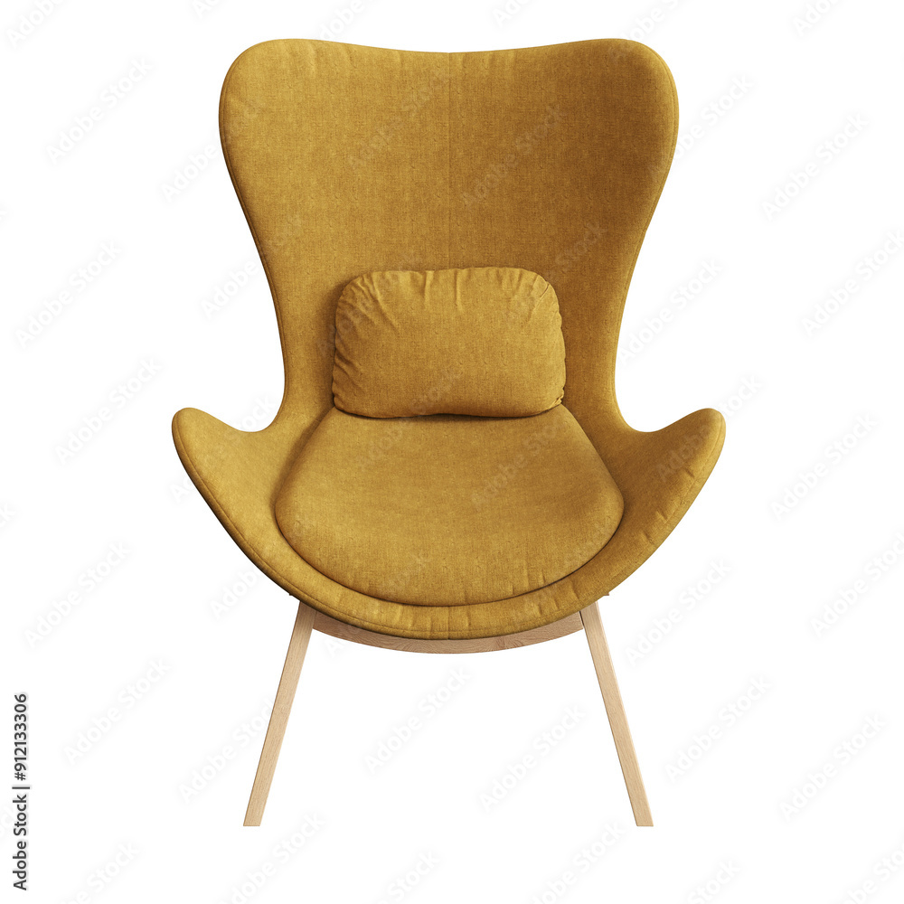armchair isolate on a transparent background, comfortable furniture for home interior, 3D illustration, cg render