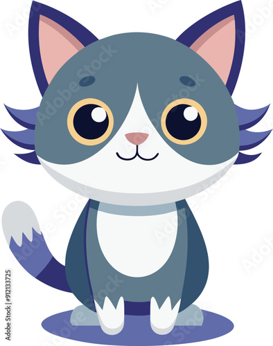 beautiful little cute cat vector style illustration