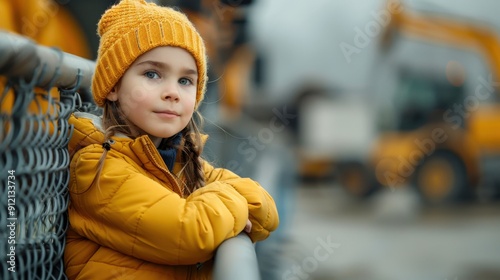 Little Girl in Yellow Winter Outfit