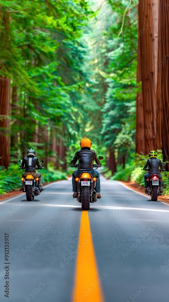 Motorcycle Road Trip Through Redwood Forest