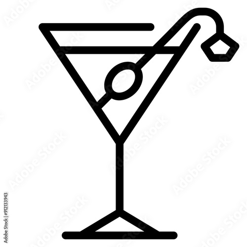 martini and preserve olive outline icon