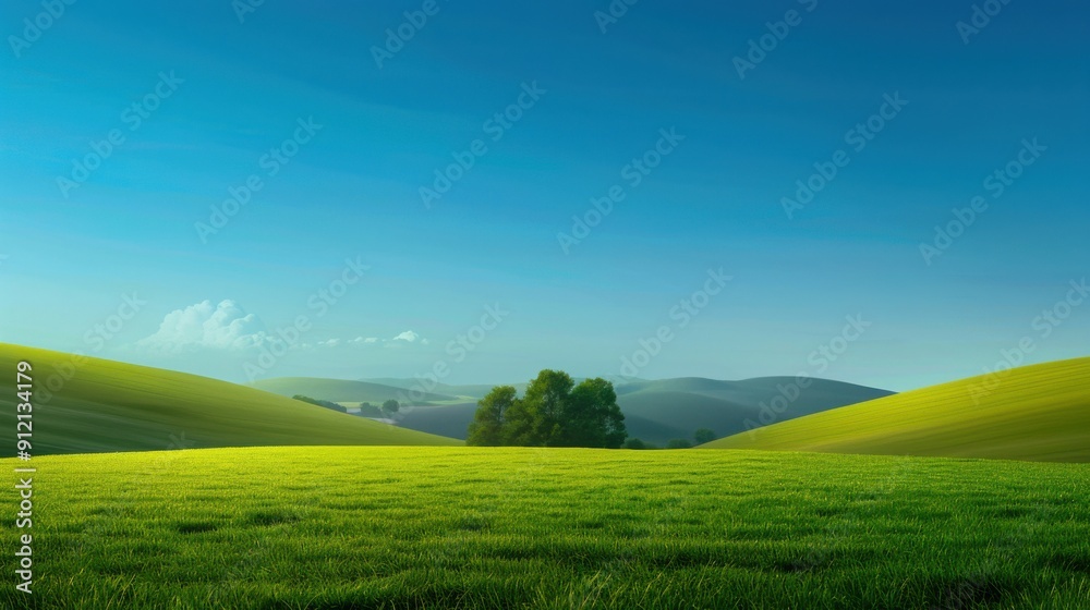 Fototapeta premium Serene Rolling Hills Under a Clear Blue Sky