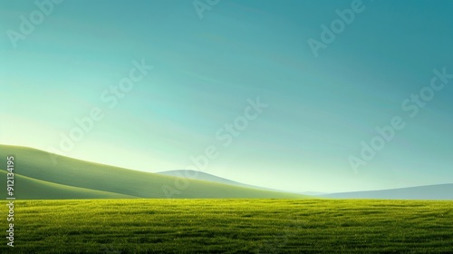 Serene Green Meadow Under Vast Sky