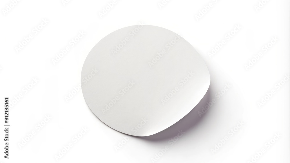 White circular paper sticker label with a clean and minimalist design isolated on a pure white background for customization. White circular paper sticker label with a clean and minimalist design isolated on a pure white background for customization.