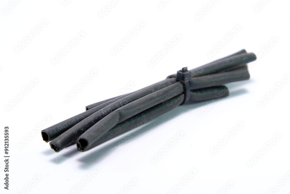 black sorted shrinking tubes, close, tools black sorted shrinking tubes, close, tools