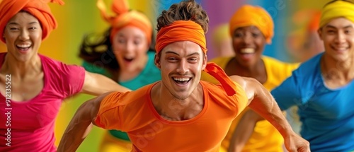 Joyful Group of People in Colorful Outfits