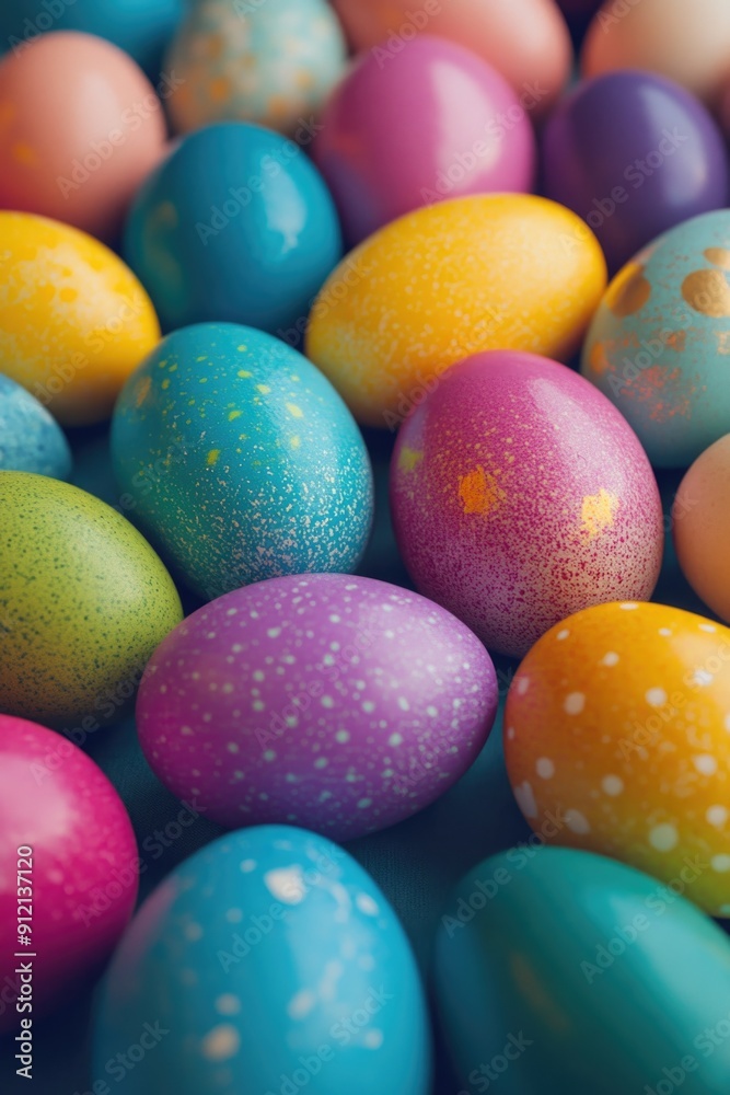 Colorful Easter Eggs on Table Colorful Easter Eggs on Table